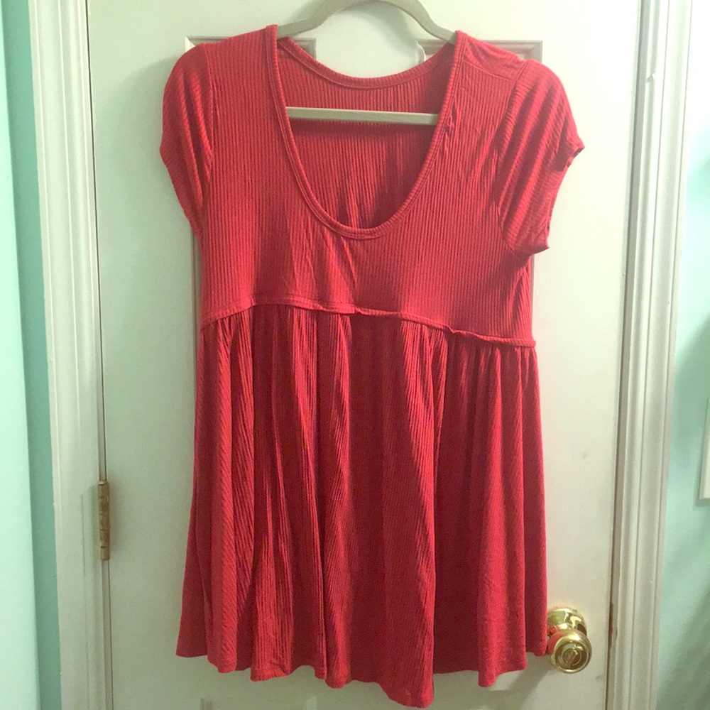 Red flowy top
